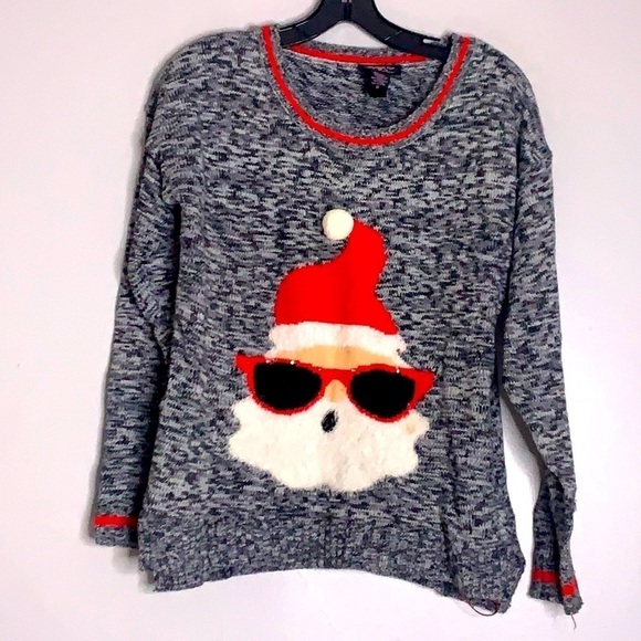 Hooked up light up Santa Claus knit crewneck Pullover Sweater Medium - Picture 1 of 9